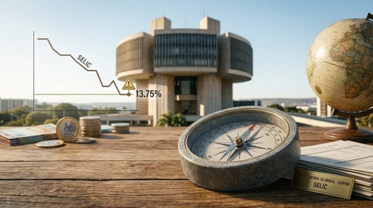 Copom mantém cautela sobre os juros após corte da Selic para 13,75%