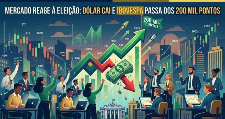 Mercado reage ao primeiro turno: dólar cai e Ibovespa supera 200 mil pontos